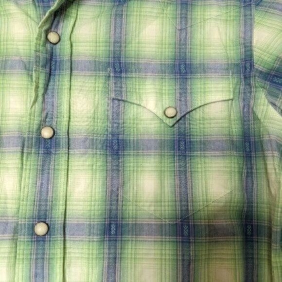 Vintage Polo Ralph Lauren Mens Pearl Snap Button Western Shirt Small Blue Green - Picture 3 of 6
